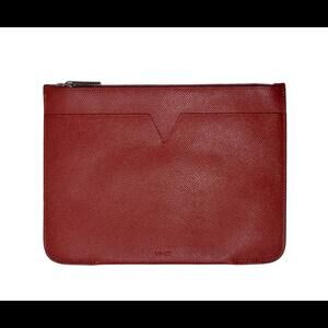 Authentic Vince Leather Pouch Clutch Bag Luxury Leather Brand Purse Deep Red